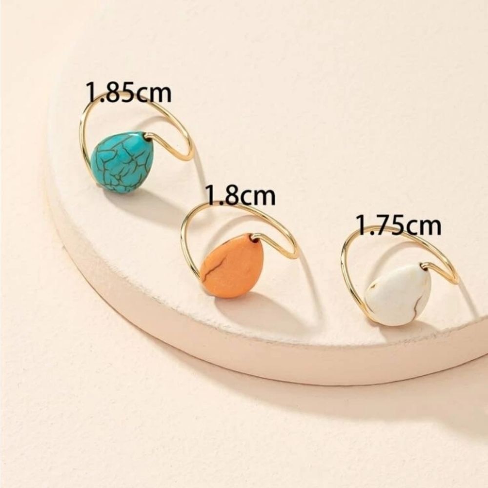 Turquoise TEXTURE 3PC RING SET - Picture 2 of 9